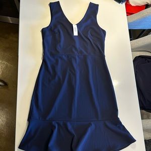 Banana Republic V-neck Navy Dress with Peplum Hem